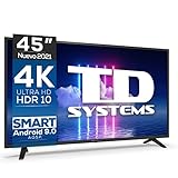 TD Systems - Smart TV 45 Pulgadas 4K HDR10 - Televisores 3 años de garantía, Android, 3X HDMI, 2X...